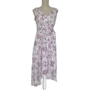 DKNY  size 2 white sleeveless dress with rose and blue flower print